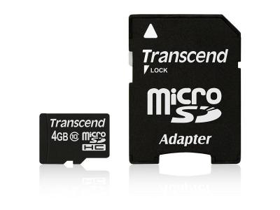 TRANSCEND Carte MicroSDHC Class 10 - 4Go