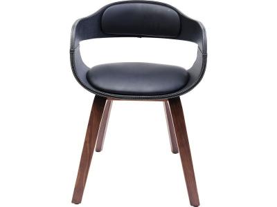 Kare Costa Noyer Chaises, Cuir, Noir/Marron fonc&eacute;, 51 x 52 x 70,5 cm