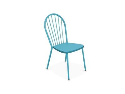 Chaise bistrot de jardin en m&eacute;tal bleu