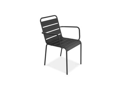 Fauteuil de jardin - 55 x 55 x 83 cm - Acier - Palavas- Gris