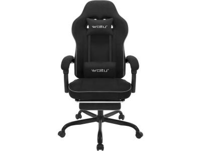 Chaise gaming,fauteuil gaming,avec coussin &agrave; ressorts ensach&eacute;s,repose-pieds,tissu technique,noir 