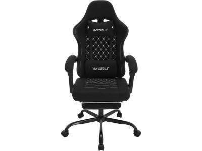 Chaise gaming massante,fauteuil gamer,avec soutien lombaire massant,tissu maille,noir+blanc 