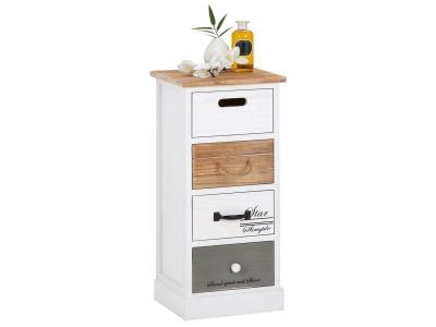 Chiffonnier SALVA avec 4 tiroirs, en bois blanc brun et gris 
