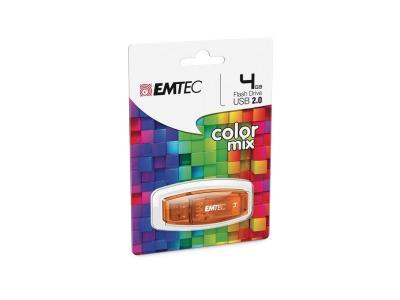 Cl&eacute; USB 2.0 EMTEC C410 Color Mix 4 Go Orange