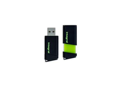 Cl&eacute; USB 2.0 Integral Pulse 128 Go Verte fluorescente et Noire 