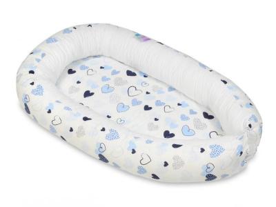 Cocon gigoteuse Coeurs bleus  blanc