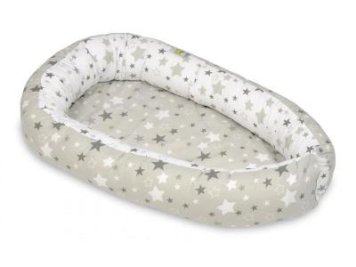 Cocon gigoteuse Etoiles girses et blanches sur fond gris - Etoiles