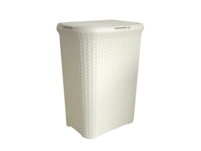 CURVER Coffre &agrave; linge My Style - Aspect rotin - 55 L - Blanc