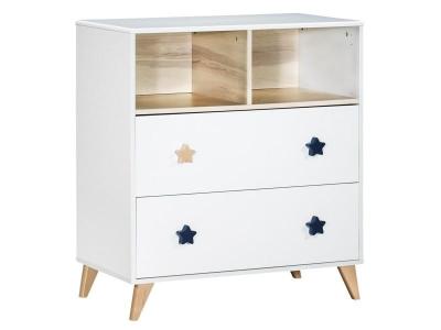 Commode 2 Tiroirs 2 Niches Oslo Poign&eacute;e Etoile - Sauthon Meubles