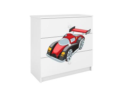 Commode 3 tiroirs Babydream Voiture de course - Blanc