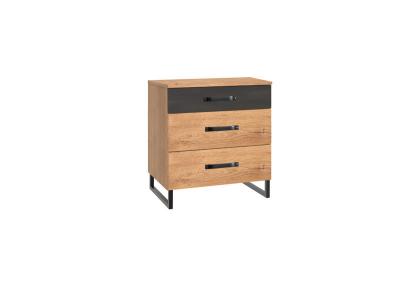 Commode &agrave; tiroirs Imitation ch&ecirc;ne poutre - L58 x H64 x P41 cm --