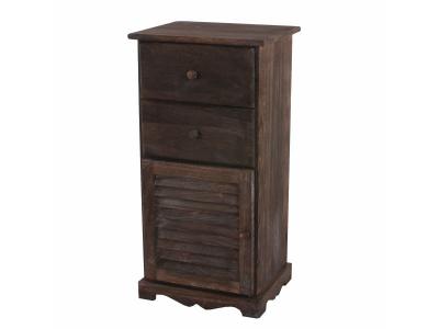 Commode / armoire, 2 tiroirs, 1 porte, 40x32x80cm, shabby, vintage, marron