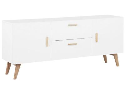 Commode blanche en bois 2 portes et 2 tiroirs moderne