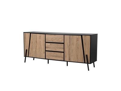 Beliani - Commode en bois clair et noir BLACKPOOL 