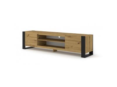 Bim1 - Meuble tv couleur ch&ecirc;ne rustique avec pieds noirs188x47Hx40 Cm