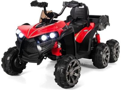 Quad &Eacute;lectrique Pour Enfants Costway - 6 Roues, 4 Moteurs, Led, Musique, Usb - Rouge.