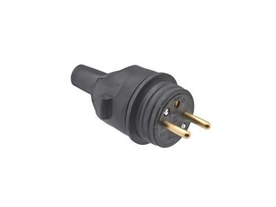 Fiche male etanche 2P+T 16A droite noir - Noir