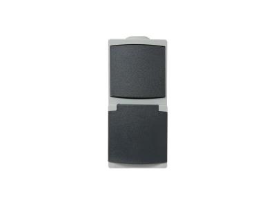 Perle duo prise 2P+T + va et vient etanche IP65 gris - Gris
