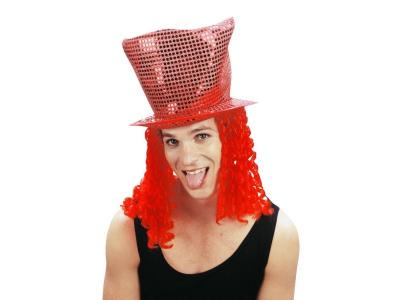 D&eacute;guisement Adulte, Chapeau Disco cheveux rouge - RIRE ET CONFETTI
