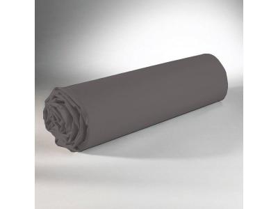 Drap housse uni 100% coton - Bonnet 25cm - Gris fonc&eacute; - 90x190 cm