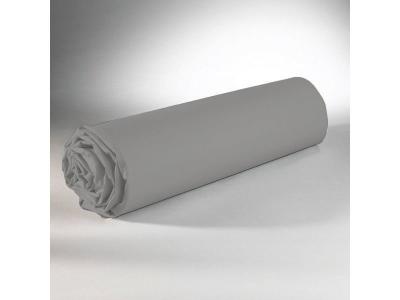 Drap housse uni 100% coton - Bonnet 25cm - Gris clair - 140x190 cm