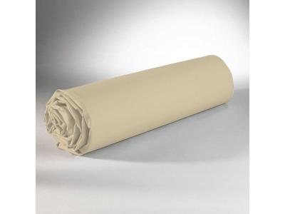 Drap housse uni 100% coton - Bonnet 25cm - Beige - 90x190 cm