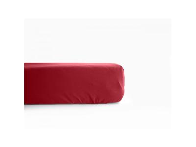 Drap housse en percale de coton - manoir - 160 x 200 cm - rubis