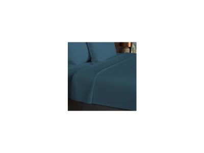 Drap Plat, Coton 57 Fils, Bleu, par Soleil D'ocre 180 x 290 cm - Bleu