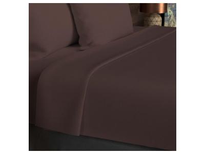 Drap plat en coton 57 fils 180x290 cm UNI brun, par Soleil d'ocre
