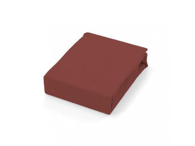 Drap plat en coton 57 fils 240x290 cm uni brique, par soleil d'ocre