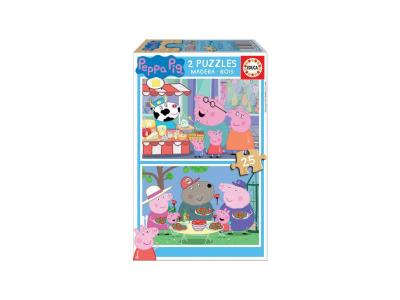 Educa - Peppa Pig Super Puzzles. 2 x 25 pi&egrave;ces en Bois. Ref. 18078