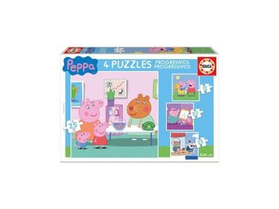 Educa Borras Peppa Pig Progressive 12-20-25-25 Pieces Multicolore