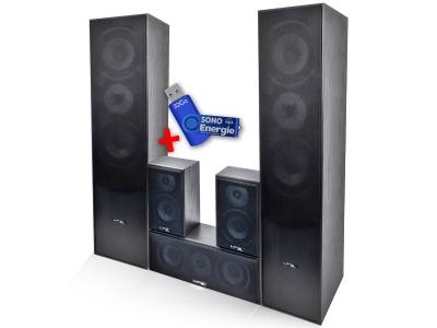 Ensemble 5 enceintes E1004 - Noire Hifi / Home-Cin&eacute;ma 850 W+ Cl&eacute; USB 32Go