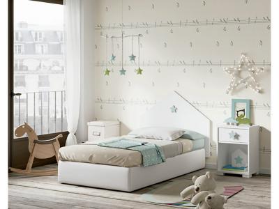 Ensemble de chambre &agrave; coucher enfant coloris blanc ( t&ecirc;te de lit + 2 chevets )
