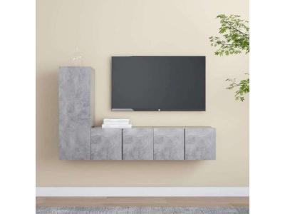 Vidaxl - Ensemble de meuble tv 3 pcs Gris b&eacute;ton Agglom&eacute;r&eacute; Gris b&eacute;ton