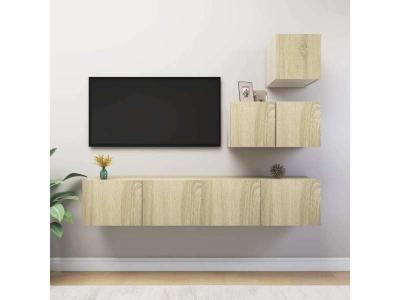 Ensemble de meuble TV 4 pcs Ch&ecirc;ne sonoma Bois d ing&eacute;nierie
