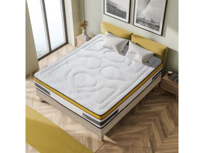 Ensemble Matelas Aubertin Ressorts ensach&eacute;s Accueil m&eacute;moire + sommier kit bois - 180 x 200 cm 