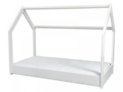 Ensemble Matelas ECO+Lit Maison cabane 160x80cm (Couleur: Blanc)
