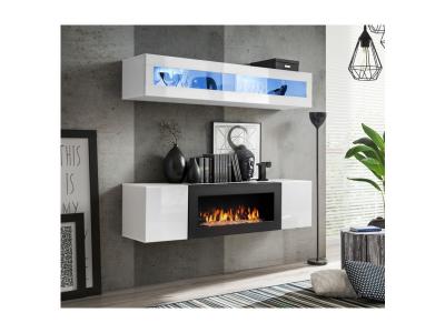 Meuble mural & chemin&eacute;e ""fly ix"" 160cm blanc