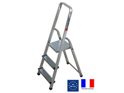 Escalux - Escabeau m&eacute;nager de s&eacute;curit&eacute; Aluminium 3 marches Hauteur 2,55 m - ALUMIXTE