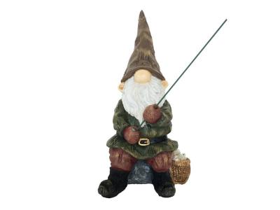 Esschert Design Nain de jardin avec canne &agrave; p&ecirc;che 12,3x16,6x25,6 cm