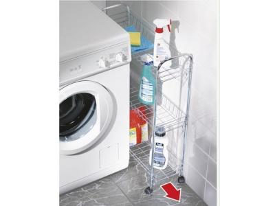 Etag&egrave;re &agrave; roulettes gain de place - acier chrom&eacute;