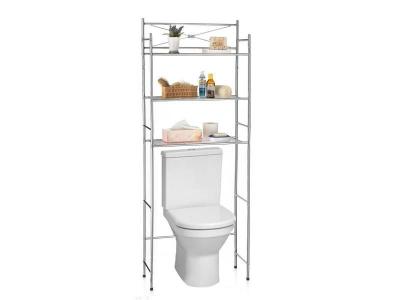 Etag&egrave;re de salle de bain MARSA, rangement pour WC/lave-linge, en m&eacute;tal chrom&eacute;