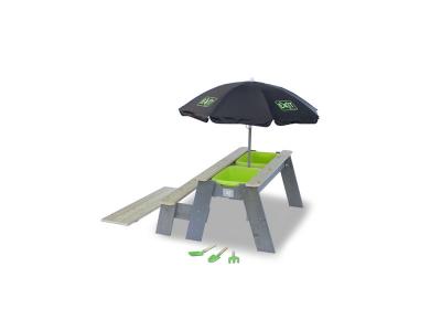 EXIT Ensemble table banc enfant, ombrelle Aksent, bois 94x94 cm