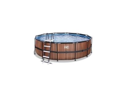 Exit Toys - Piscine exit Wood &oslash;450x122cm avec pompe filtrante - marron