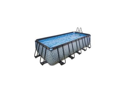Piscine EXIT Stone 540x250x122cm avec pompe filtrante &agrave; sable - grise