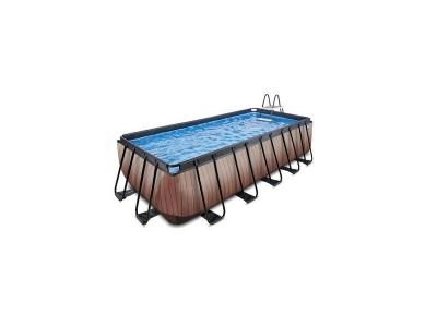 Piscine EXIT Wood 540x250x122cm avec pompe filtrante &agrave; sable - marron