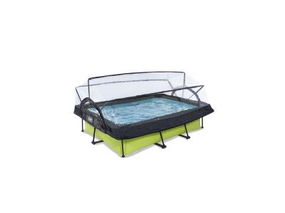 Piscine Lime 220x150x65cm avec pompe filtrante et d&ocirc;me - vert