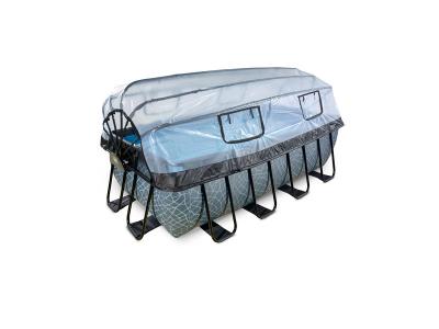 EXIT Piscine tubulaire Stone pompe &agrave; filtre sable 12V d&ocirc;me 4x2x1,22 m
