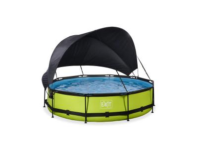 Piscine Lime &oslash;360x76cm avec pompe filtrante et voile d'ombrage - vert